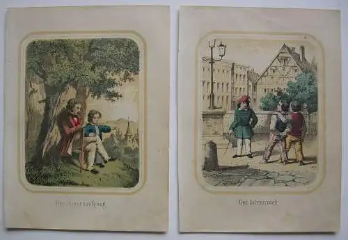 13 Kinderszenen Orig. Lithografien Biedermeier um 1840