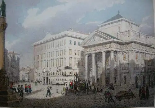 Trieste Friaul Italia Piazza della Borsa Orig Lithografie 1840 Italien