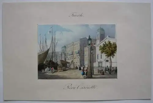 Trieste Friaul Italia Riva Carciotti Orig Lithografie 1840 Italien 