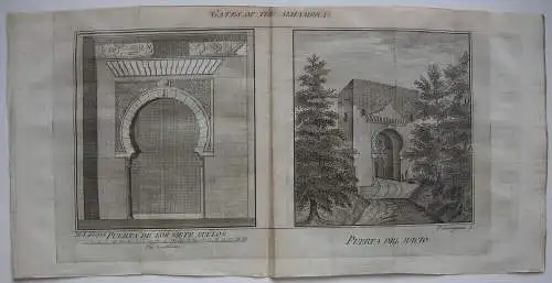 Granada Alhambra Puertas Baño España 3 Orig Copperplates 1775 Giomignani