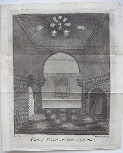 Granada Alhambra Puertas Baño España 3 Orig Copperplates 1775 Giomignani