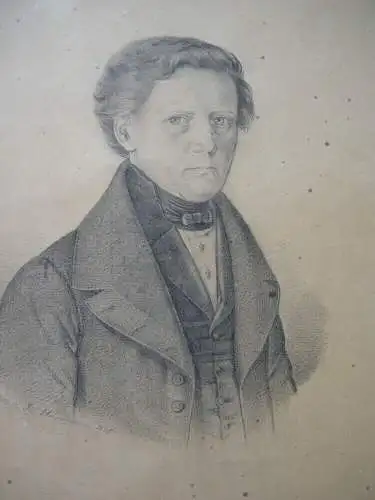 Portrait eines biedermeierlichen Herrn Orig Bleistiftzeichnung 1840 signiert