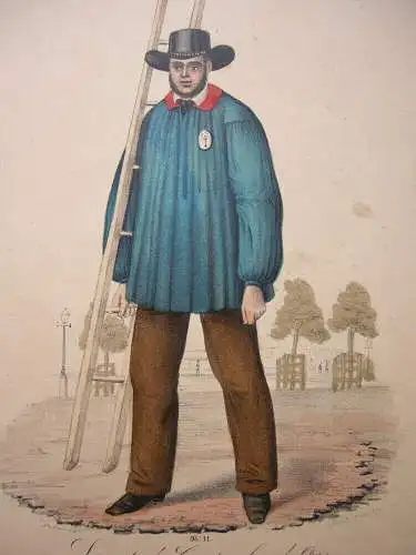 João Palhares  (1810-1890)  Servente da Companhia do Gaz  Orig Lithografie 1850