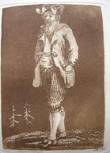 Ludwig Heß (1760-1800) Schwarzwälder Orig Aquatinta in Sepia 1798