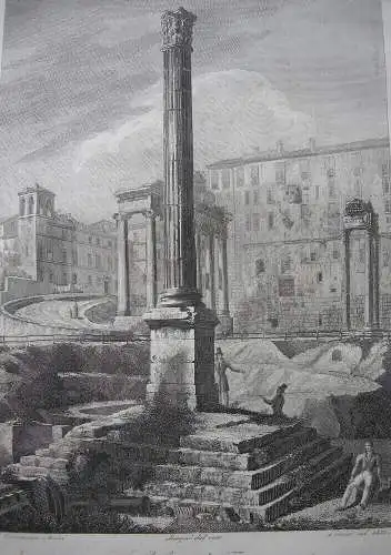 Domenico Amici (1808- ?) Colonna di Foca Rom Roma Italia Kupferstich 1833