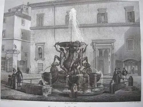 Domenico Amici (1808- ?) Fontana Tartarughe Rom Roma Italia Kupferstich 1837