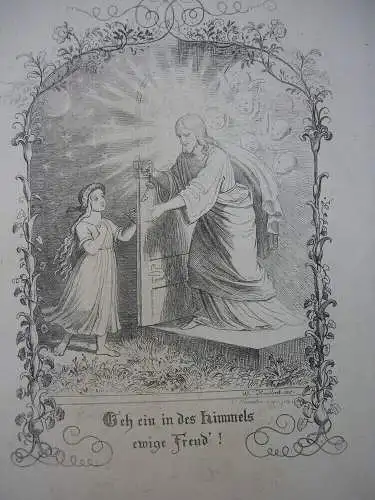 "Geh ein in des Himmels ewige Freud!" Orig Radierung Neureuther Kaulbach 1850