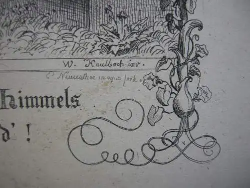 "Geh ein in des Himmels ewige Freud!" Orig Radierung Neureuther Kaulbach 1850