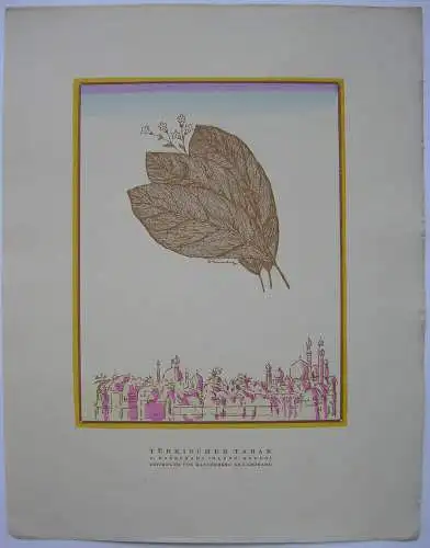 Türkischer Tabak ART DECO Orig Lithografie Kannenberg Leonard 1922 Styl 