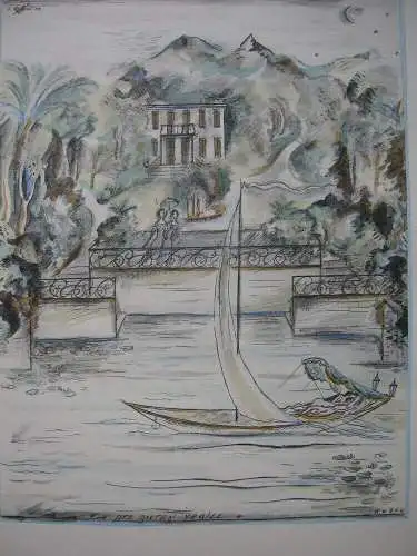 Der Garten Yrgill ART DECO Orig Lithografie G. A. Kobbe 1922 Styl 