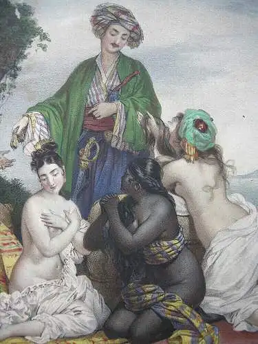 N. E. Maurin (1799-1850) Alger Vente d'esclaves Lithografie 1830 Orientalismus