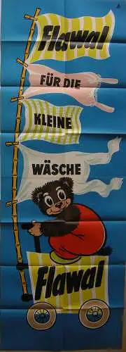 Plakat Waschmittelwerbung Flawal 167 x 59 cm Reklame 2 Teile 1954 Lithografie