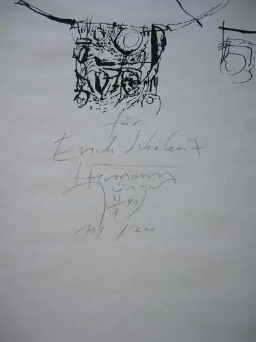 Hermann Jünger Entwurf eines Schmuckstücks Lithografie 1990 signiert Widmung