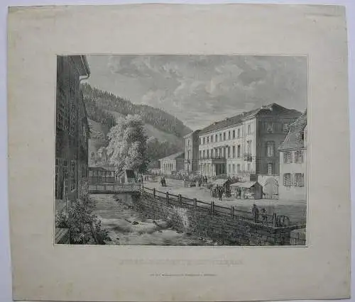 Bad Wildbad Hotel Bellevue Orig Lithografie 1840 Karlsruhe Baden Württemberg