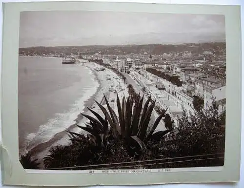 Nice France Av de la Gare et Vue General Foto Albumin 2 Orig. Photographien 1880