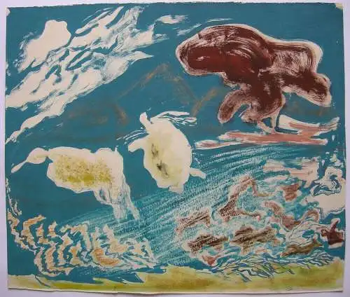 Dora Grabosch (1916-1994) Abstrakte Komposition Orig Gouache 1952 signiert 