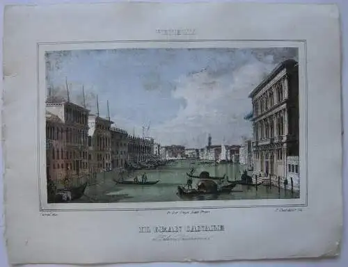 Venedig Canale Grande Orig Farblithografie P. Chevalier nach Canal um 1840