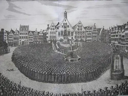Frankfurt am Main Krönung Karl VI. Huldigung Römer Orig Kupferstich 1711 