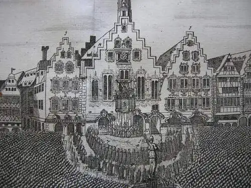 Frankfurt am Main Krönung Karl VI. Huldigung Römer Orig Kupferstich 1711 