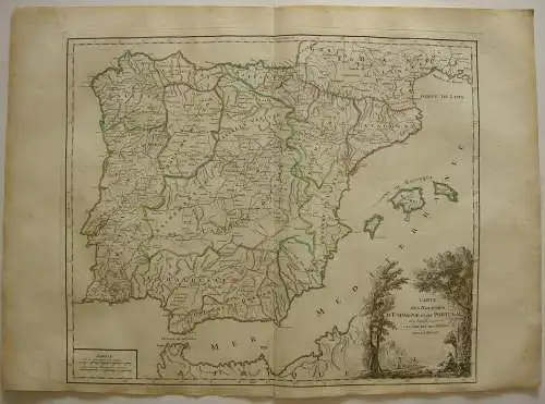 Espana Spanien Baleares Caminos Correo Orig Kupferstich R. Vaugondy 1680  