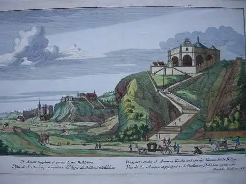 Vista S. Amaro prospettivo Belem Lisboa Lissabon kolor Orig Kupferstich 1720