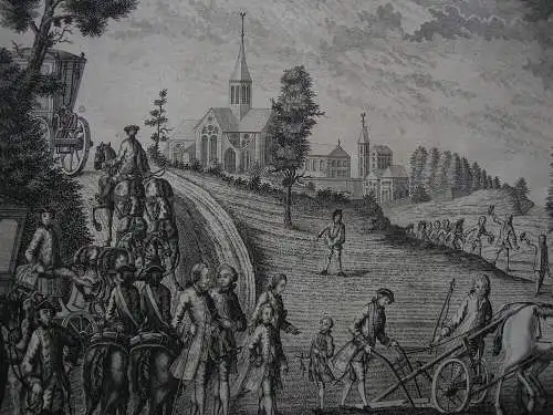 Michael Wachsmuth (tätig 1760-1770) Le Dauphin labourant Orig Kupferstich 