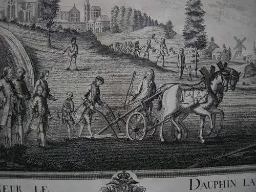 Michael Wachsmuth (tätig 1760-1770) Le Dauphin labourant Orig Kupferstich 
