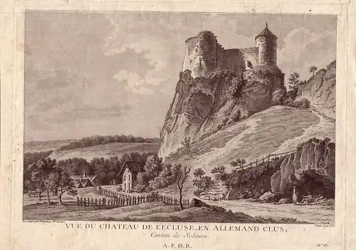 Klus Solothurn Schweiz Chateau Perignon Orig. Kupferst 1770 