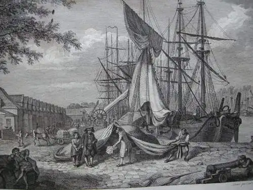 Carl Guttenberg Le Port de Bruge Brügge Hafen Belge Orig Kupferstich 1781