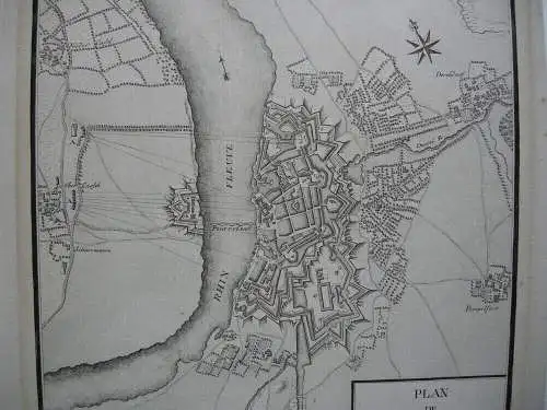 Düsselforf Plan Bombardement Siebenjähriger Krieg Orig Kupferstich 1760