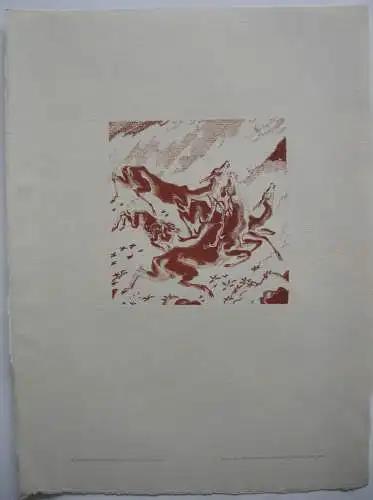 Ludwig Heinrich Jungnickel Hirsche auf der Flucht Orig Lithografie 1920