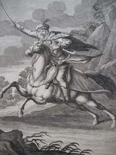 Pferdedressur Im vollen Galopp Orig. Kupferstich Martin Engelbrecht um 1720