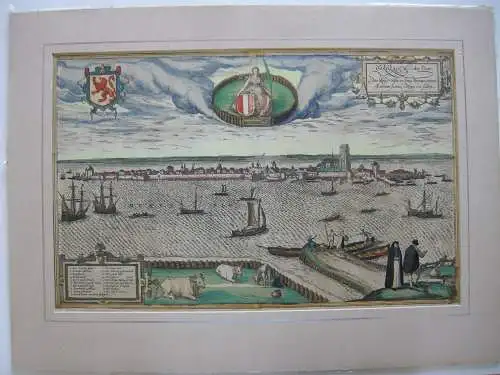 Dordrecht Niederlande altkolorierter Orig Kupferstich Braun Hogenberg 1580 