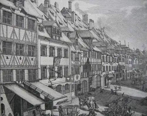 J A Delsenbach Äußere Laufer Gasse Nürnberg Orig Kupferstich 1755 Mittelfranken