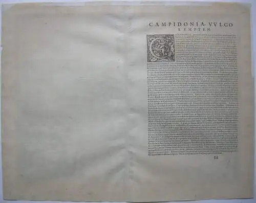 Kempten Allgäu Gesamtansicht altkolorierter Kupferstich Braun Hogenberg 1575