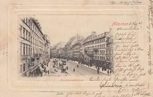 AK München Neuhauserstrasse Fotokarte Bayern gel 1905