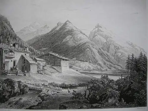 Brennersee Gries am Brenner Tirol Österreich Orig Aquatinta-Radierung 1840