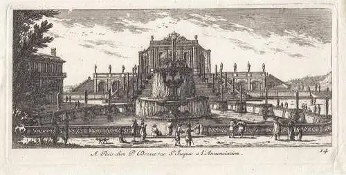 Gabriel Perelle (1603-1677) Royales Gebäude Brunnen Orig Kupferstich 1660