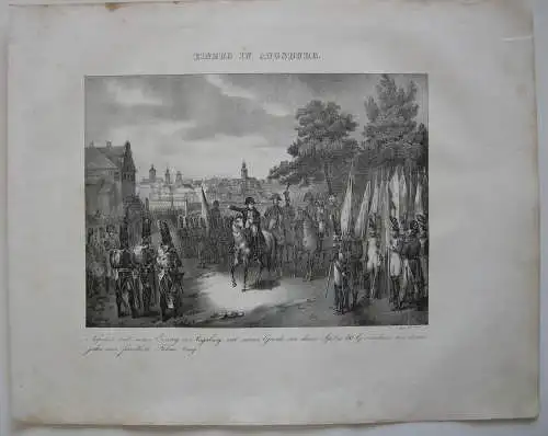 Napoleon Einzug in Augsburg Orig Lithographie 1832 Napoleonische Kriege