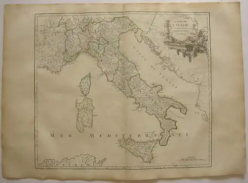 Italia Routes de Postes Sardegna Sardinien Orig Kupferstich R. Vaugondy 1680