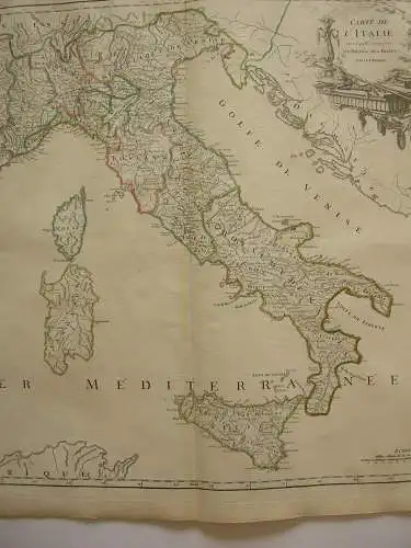 Italia Routes de Postes Sardegna Sardinien Orig Kupferstich R. Vaugondy 1680