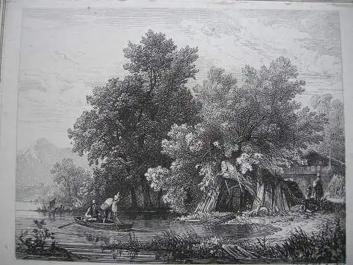 Am Kochelsee Orig Kupferstich Friedrich Würthle 1840 Oberbayern