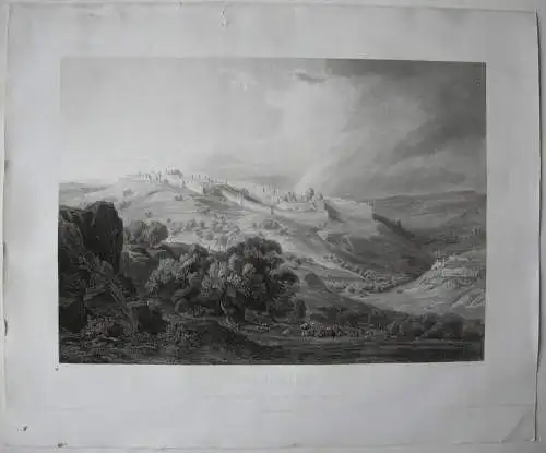 Jerusalem Gesamtansicht Orig Kupferstich Löffler 1850 Israel Heiliges Land 