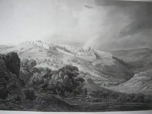 Jerusalem Gesamtansicht Orig Kupferstich Löffler 1850 Israel Heiliges Land 