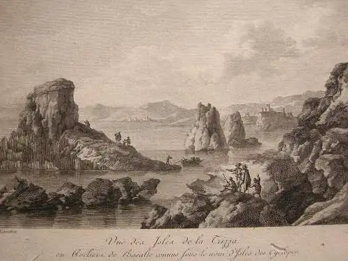 Isole dei Ciclopi Sicilia Trezza Zyklopeninseln Italia Orig Kupferstich 1780