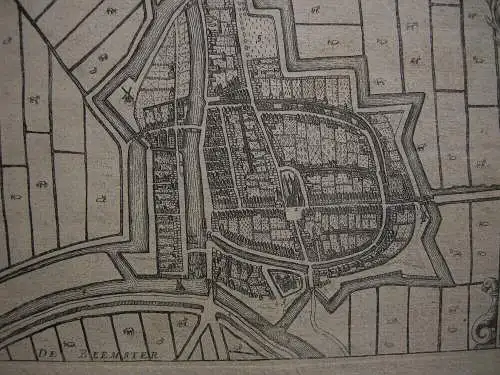 Purmerend Vogelschau-Plan Bird's eye View Orig Kupferstich 1780 Nederland