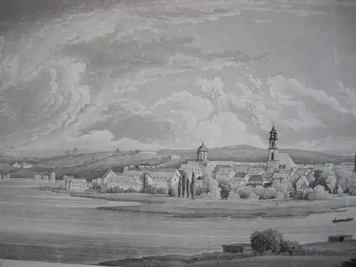 Panorama von Potsdam Orig Aquatinta von Hausheer nach Henning 1850 Brandenburg