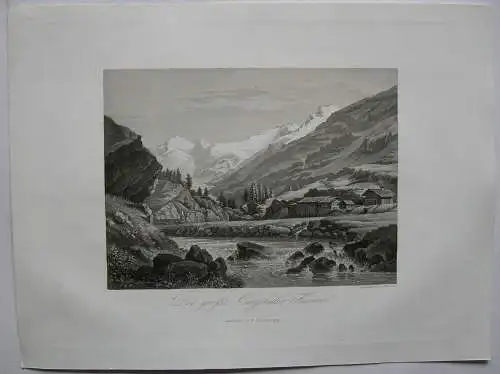 Großer Oetztaler Ferner Tirol Österreich Orig. Aquatinta-Radierung 1840 