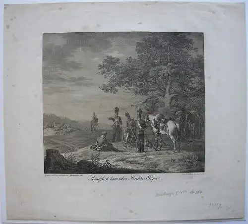 Carl Friedr. Heinzmann (1795-1846) Kgl. bair Reiterei Piquet Lithografie 1822