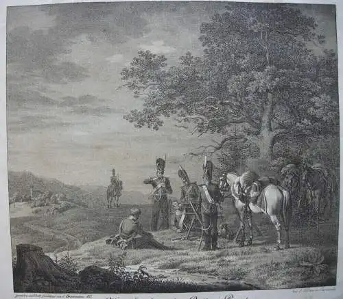 Carl Friedr. Heinzmann (1795-1846) Kgl. bair Reiterei Piquet Lithografie 1822